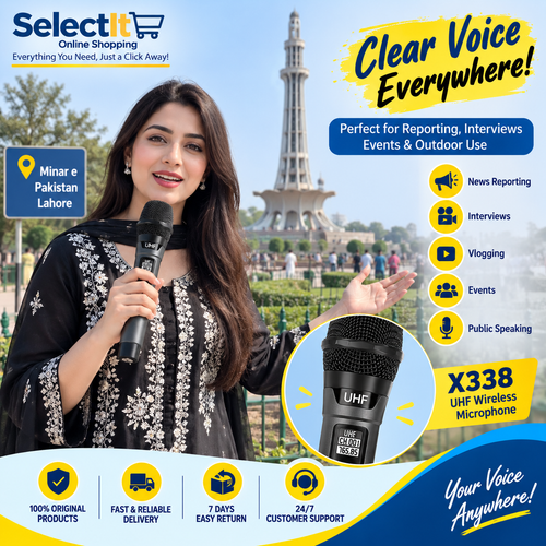 X338 UHF Wireless Handheld Microphone with Digital Display for Karaoke, Singing, Events & Stage Performance