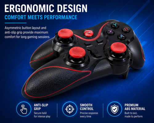 X3 Smart Wireless 2.4G Gaming Controller for PC, Android & Mobile Phones with Adjustable Phone Holder