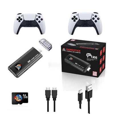 X6 64GB Retro Game Stick HD TV Console with 20,000+ Built-in Classic Games & Wireless Controllers