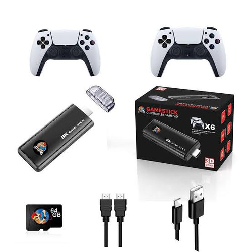 X6 64GB Retro Game Stick HD TV Console with 20,000+ Built-in Classic Games & Wireless Controllers