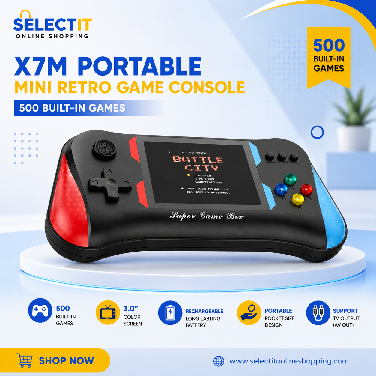 X7M Portable Mini Retro SUP Handheld Game Console with 500 Built-in Classic Games