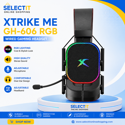XTRIKE ME GH-606 RGB Wired Gaming Headset with Adjustable Microphone 