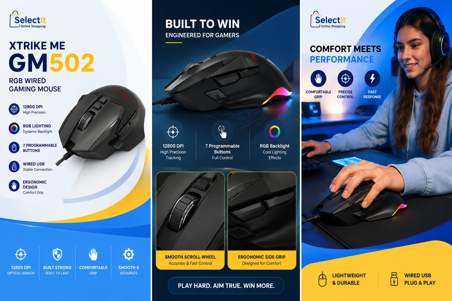 XTRIKE ME GM502 12800 DPI gaming mouse for PC