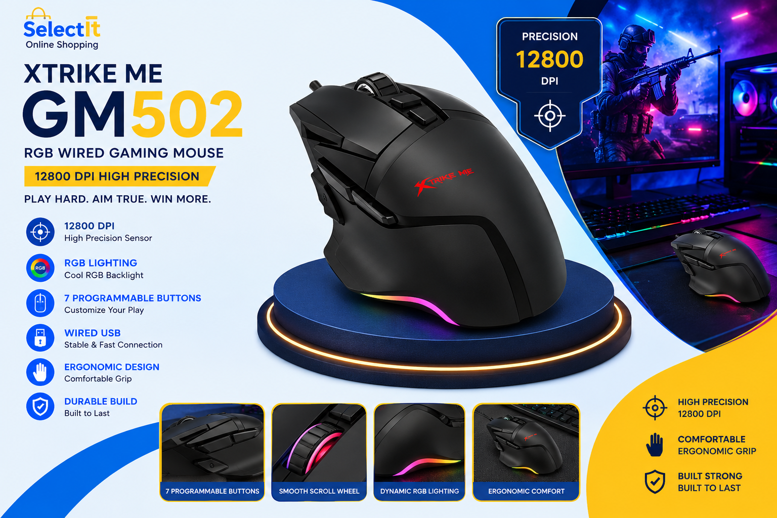 XTRIKE ME GM502 RGB optical USB gaming mouse
