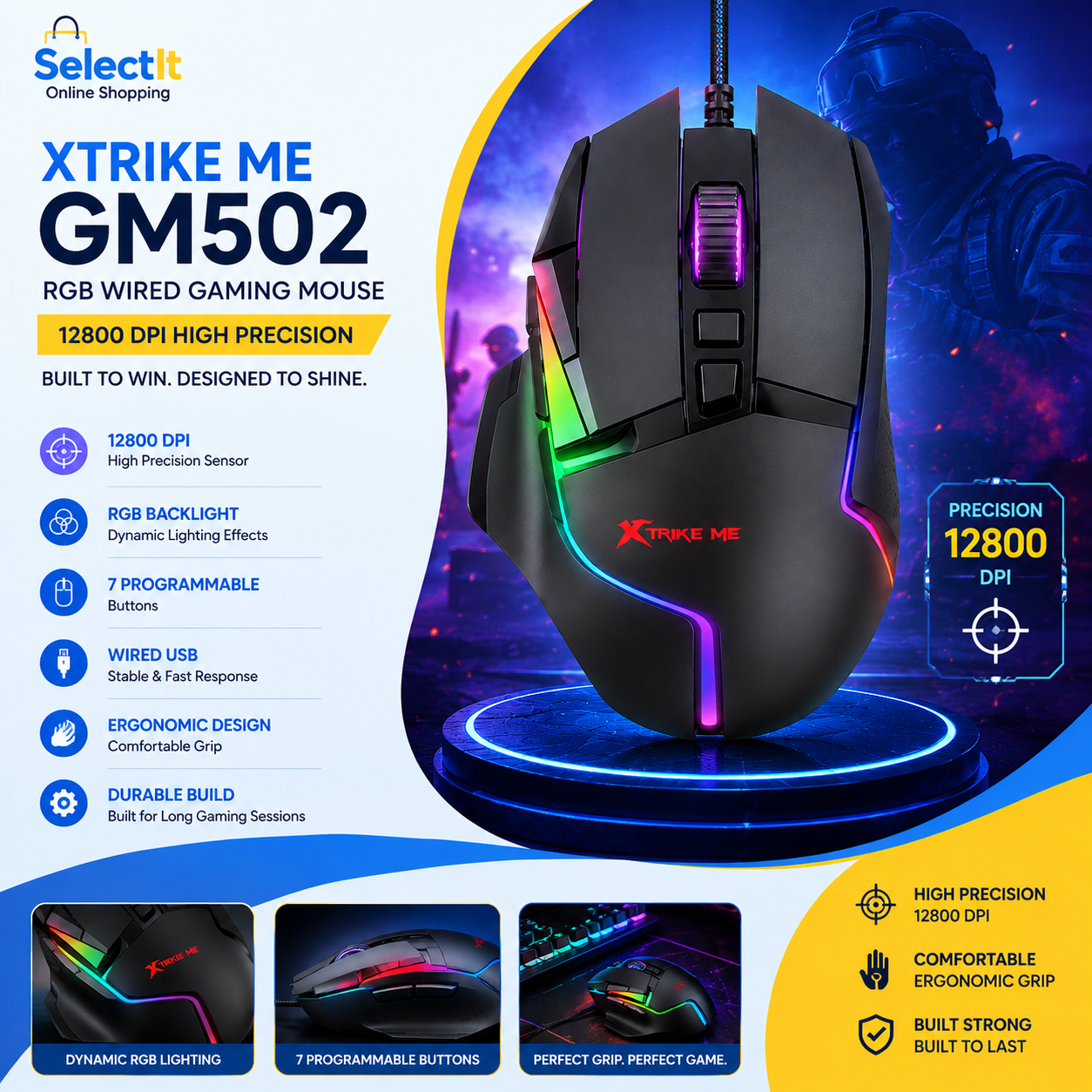 XTRIKE ME GM502 programmable buttons gaming mouse
