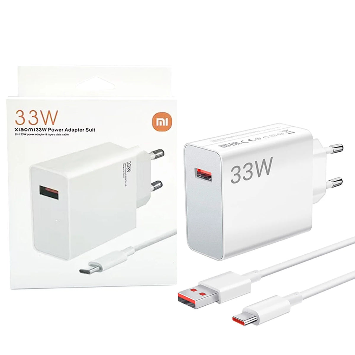 Xiaomi 33W EU Plug QC3.0 Fast Wall Charger with USB Cable
