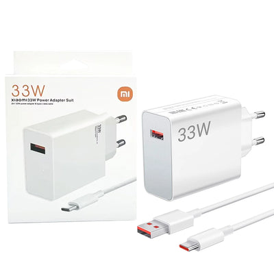 Xiaomi 33W EU Plug QC3.0 Fast Quick Wall Turbo Charger with USB Cable | Original Fast Charging Adapter