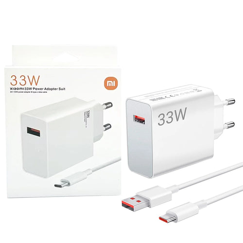 Xiaomi 33W EU Plug QC3.0 Fast Quick Wall Turbo Charger with USB Cable | Original Fast Charging Adapter