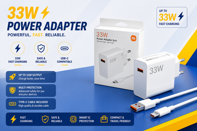 Xiaomi 33W EU Plug QC3.0 Fast Quick Wall Turbo Charger with USB Cable | Original Fast Charging Adapter
