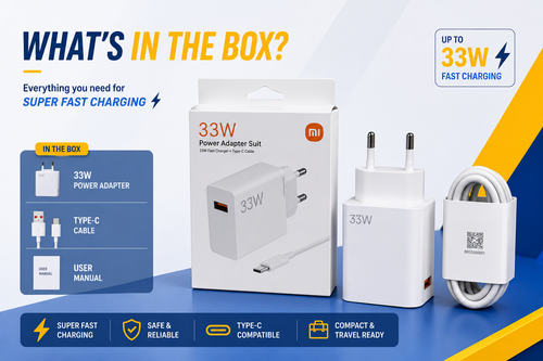 Xiaomi 33W EU Plug QC3.0 Fast Quick Wall Turbo Charger with USB Cable | Original Fast Charging Adapter