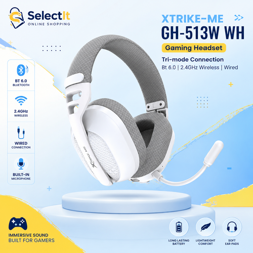 XTRIKE ME GH-513W Wireless Gaming Headphones | Bluetooth 6.0, RGB, Noise Cancelling Mic & USB-C