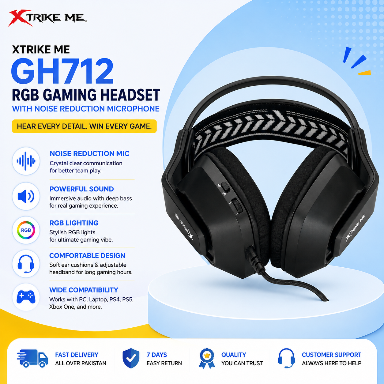 Xtrike Me GH712 gaming headphones with microphone for PC
