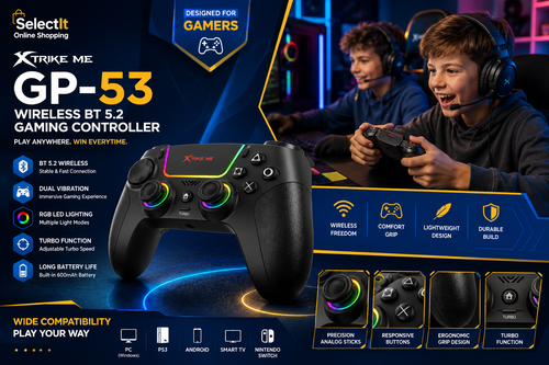 Xtrike Me GP-53 Wireless BT 5.2 Gaming Controller Compatible with PS3 PS4 Nintendo Switch PC iOS Android