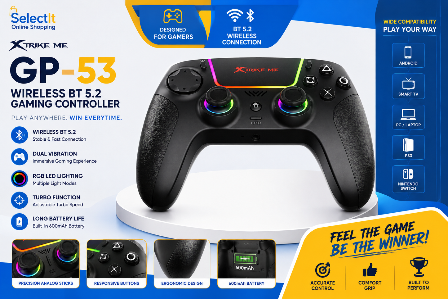 Xtrike Me GP-53 wireless Bluetooth 5.2 gaming controller

