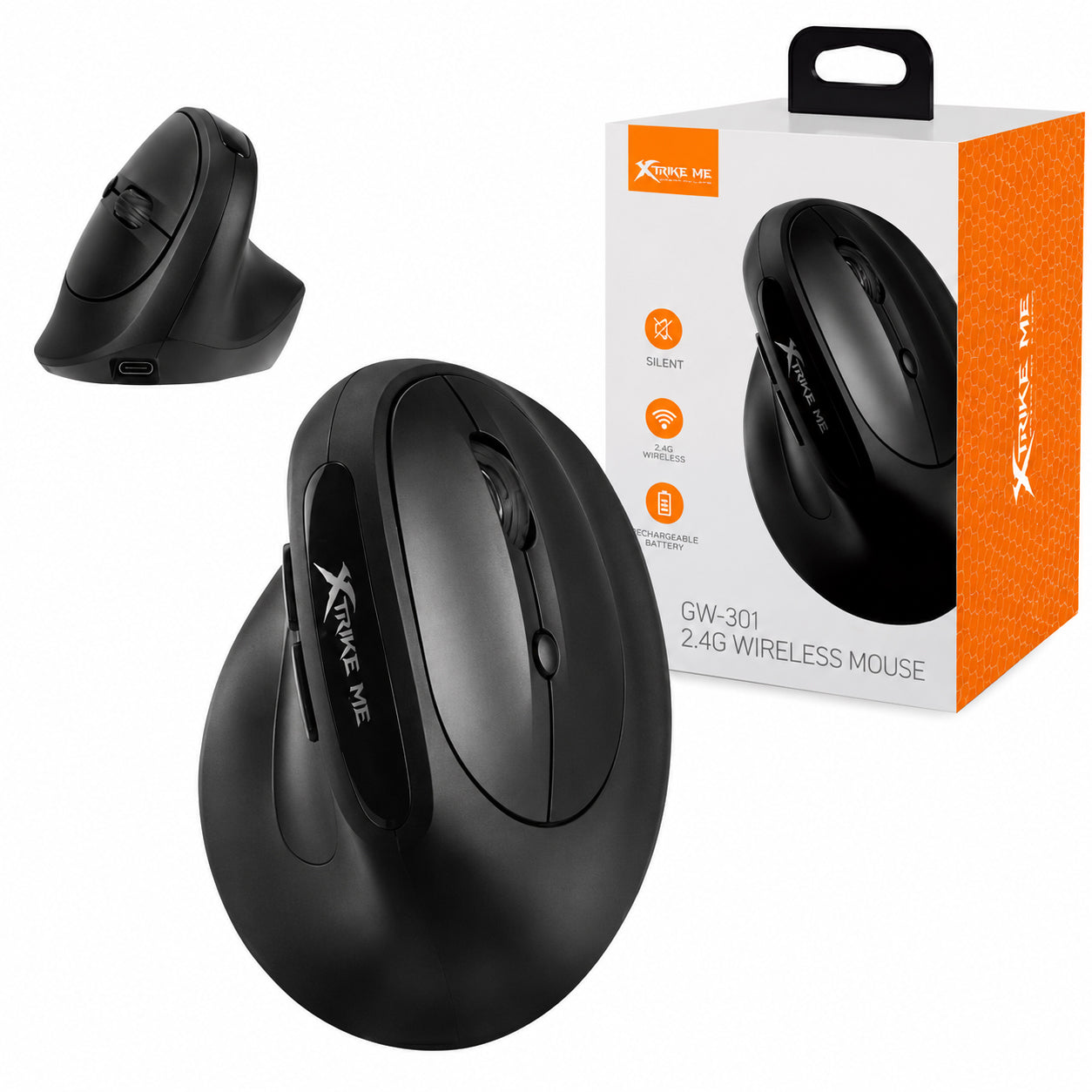 Xtrike Me GW-301 vertical ergonomic wireless mouse for computer