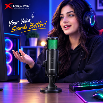 Xtrike Me XMC03 RGB USB Microphone with 12 RGB Lights for Gaming, Streaming & Recording