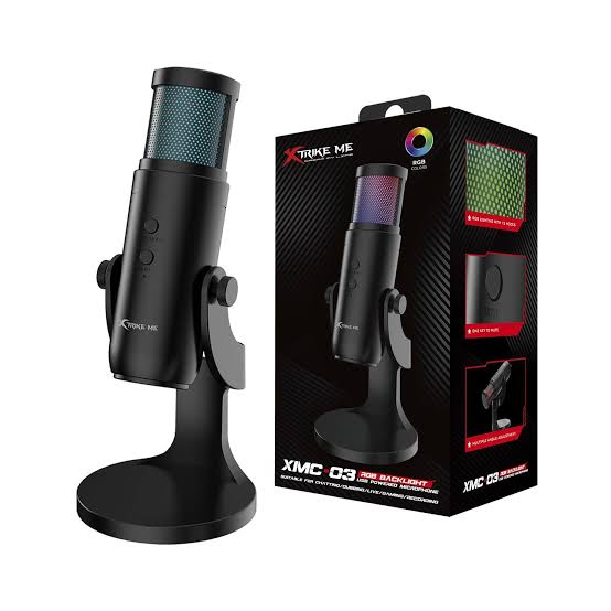 Xtrike Me XMC03 RGB USB Microphone with 12 RGB Lights for Gaming, Streaming & Recording