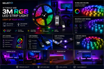 XTRIKE ME HT-5050-B3 3M RGB LED Strip Light with Bluetooth App Control & USB Power
