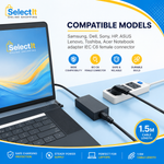 Imported Laptop Power Cable 1.5M | AC Power Cord for Laptop Chargers & Adapters