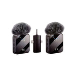 F11-2 3-in-1 noise cancelling wireless dual microphone system with receiver for iPhone, Android, and Type-C devices