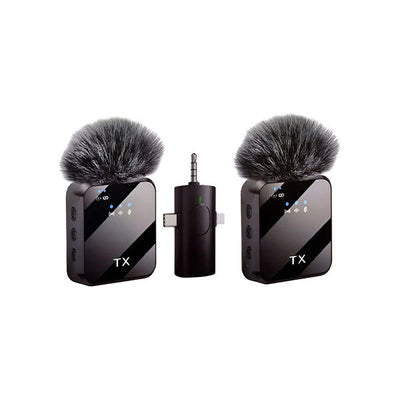 F11-2 3-in-1 Noise Cancelling Wireless Dual Microphone for iPhone, Android & Type-C Podcast Mic