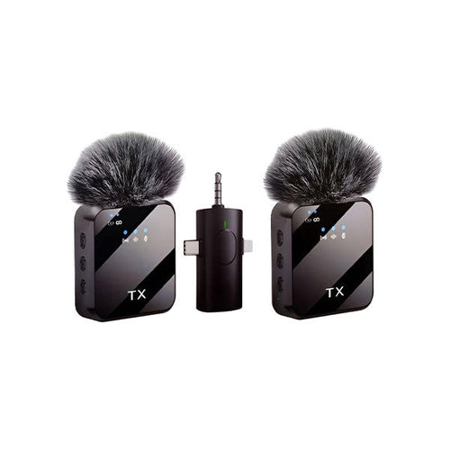 F11-2 3-in-1 Noise Cancelling Wireless Dual Microphone for iPhone, Android & Type-C Podcast Mic