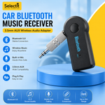 Car Bluetooth Music Receiver 3.5mm AUX Wireless Audio Adapter Black