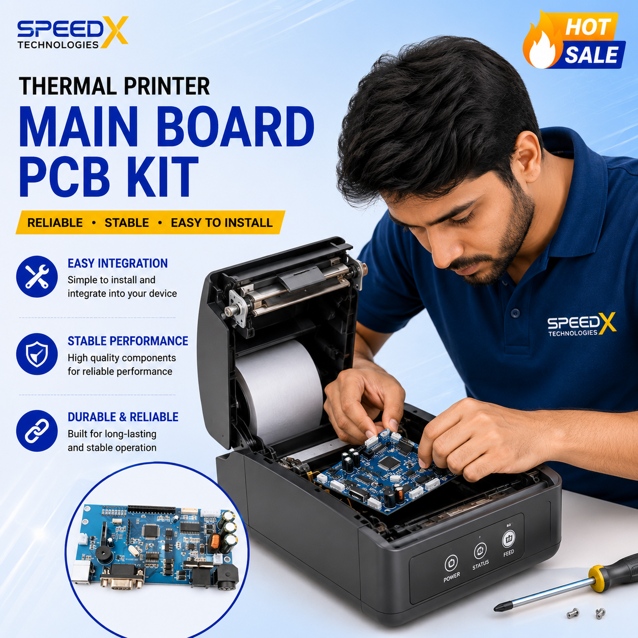 hermal Printer Main Board PCB Kit (RS232 + USB + LAN 3 Port)