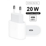 White iPhone USB-C PD 20W fast charger with EU 2-pin plug and compact design