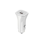 Compact iPhone Car Charger USB-C 20W fast charging car adapter plugged into vehicle socket