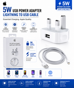 iPhone USB 5W Power Adapter UK Pin with Charging Cable Lightning to USB Cable