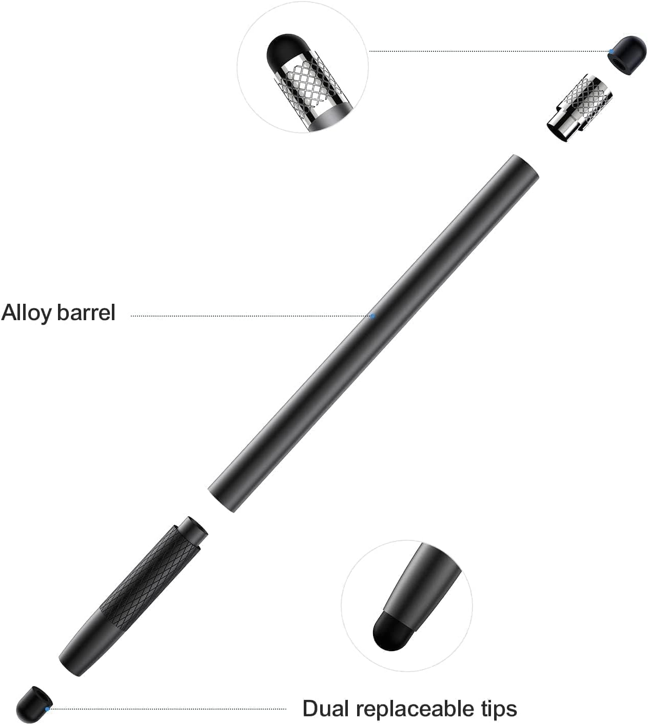 JOYROOM JR-DR01 Dual Tips Passive Stylus Pen Black for Phones and Tablets