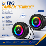 Portable Bluetooth Speaker with FM Radio, Bluetooth 5.0, USB, TF Card, AUX, colorful LED lights
