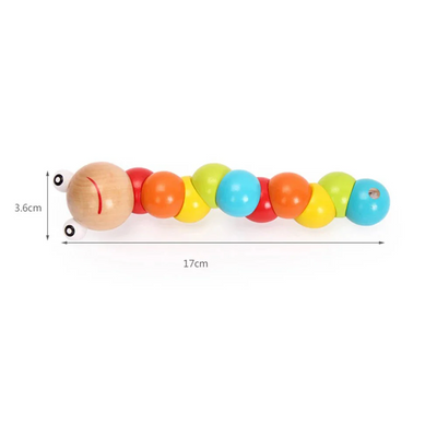 Montessori Wooden Caterpillar Toy – Flexible Colorful Educational Sensory Toy for Kids