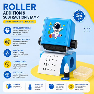 Roller Addition & Subtraction Math Practice Stamp | Educational Number Learning Toy for Kids