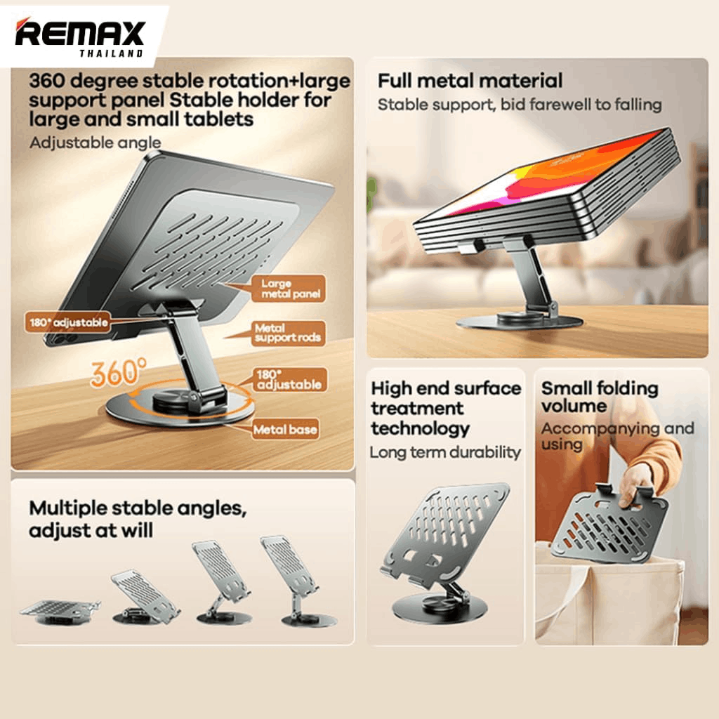 REMAX RM-C60 360 Degree Rotating Foldable Aluminum Alloy Tablet and Phone Stand