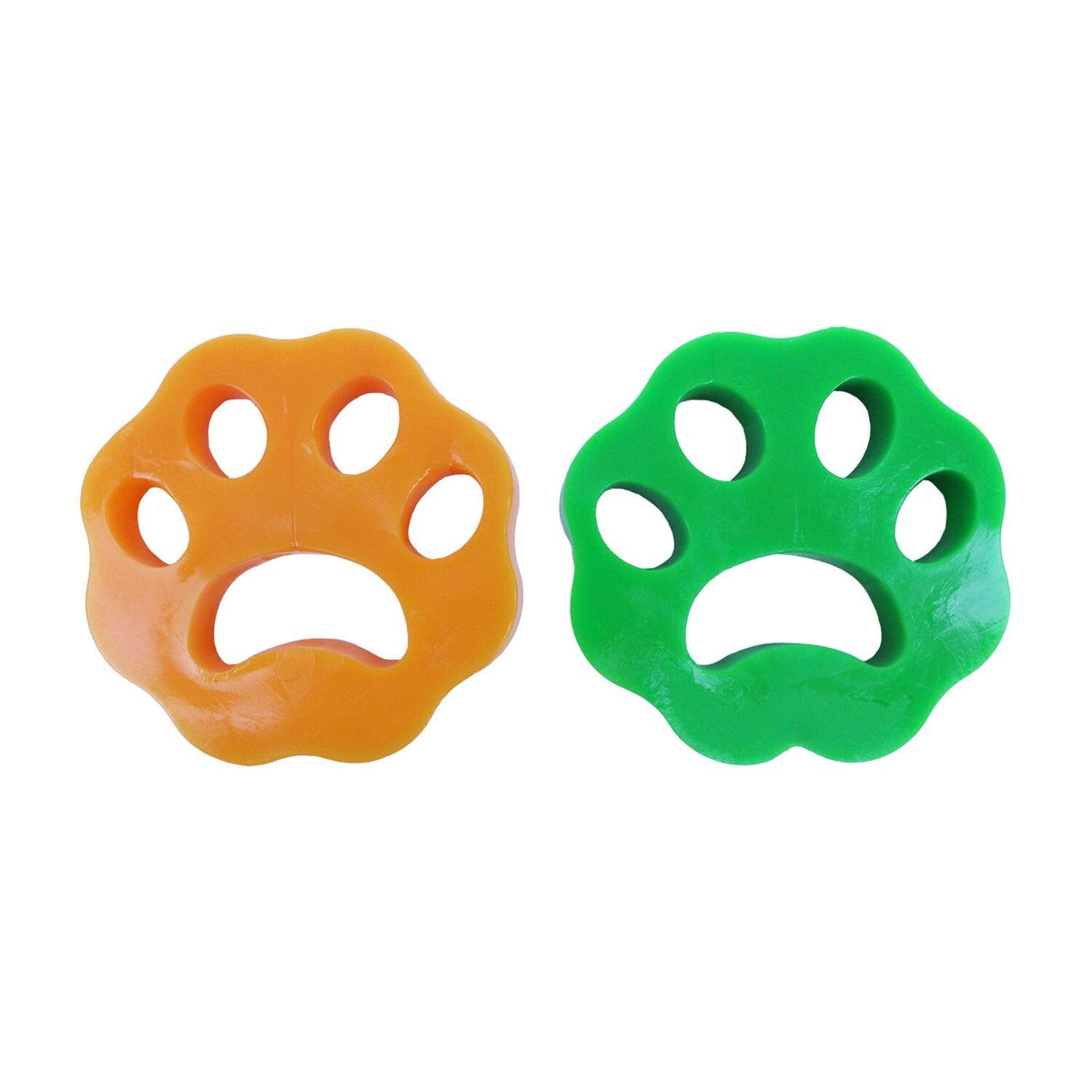Reusable pet hair remover with paw print design for laundry, capturing pet fur in washing machine