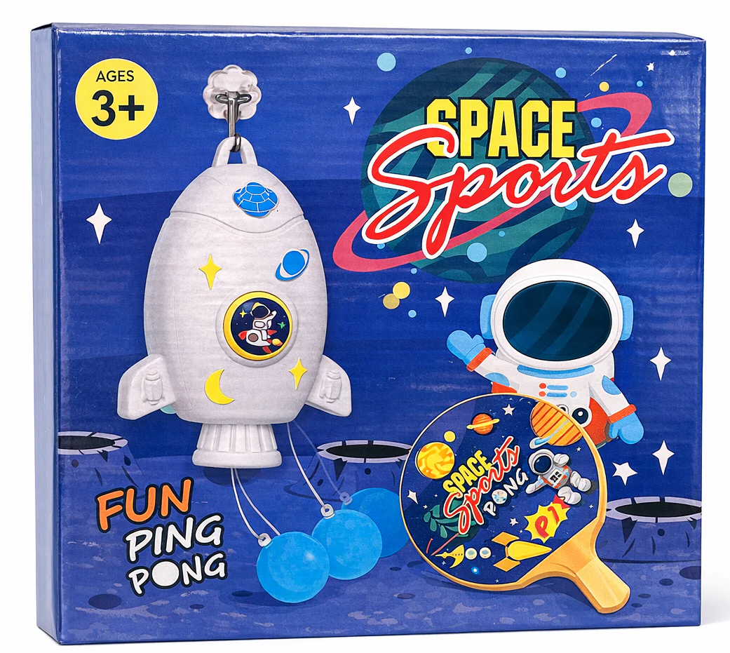 Space Sports Fun Ping Pong Game Set Astronaut Paddle Ball Toy for Kids