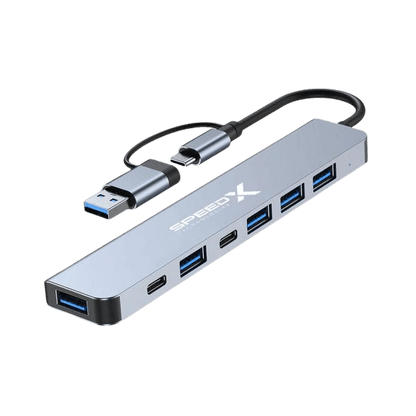 SPEED-X SP-TC701 7 Port USB 3.0 and Type-C Aluminum Alloy Portable Hub