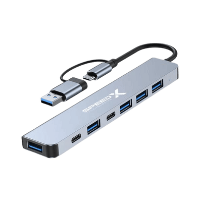 SPEED-X SP-TC701 7 Port 2 in 1 USB 3.0 & Type-C Aluminum Alloy Portable Hub