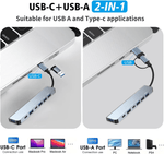 SPEED-X SP-TC701 7 port USB hub with USB-A and Type-C ports in aluminum alloy casing