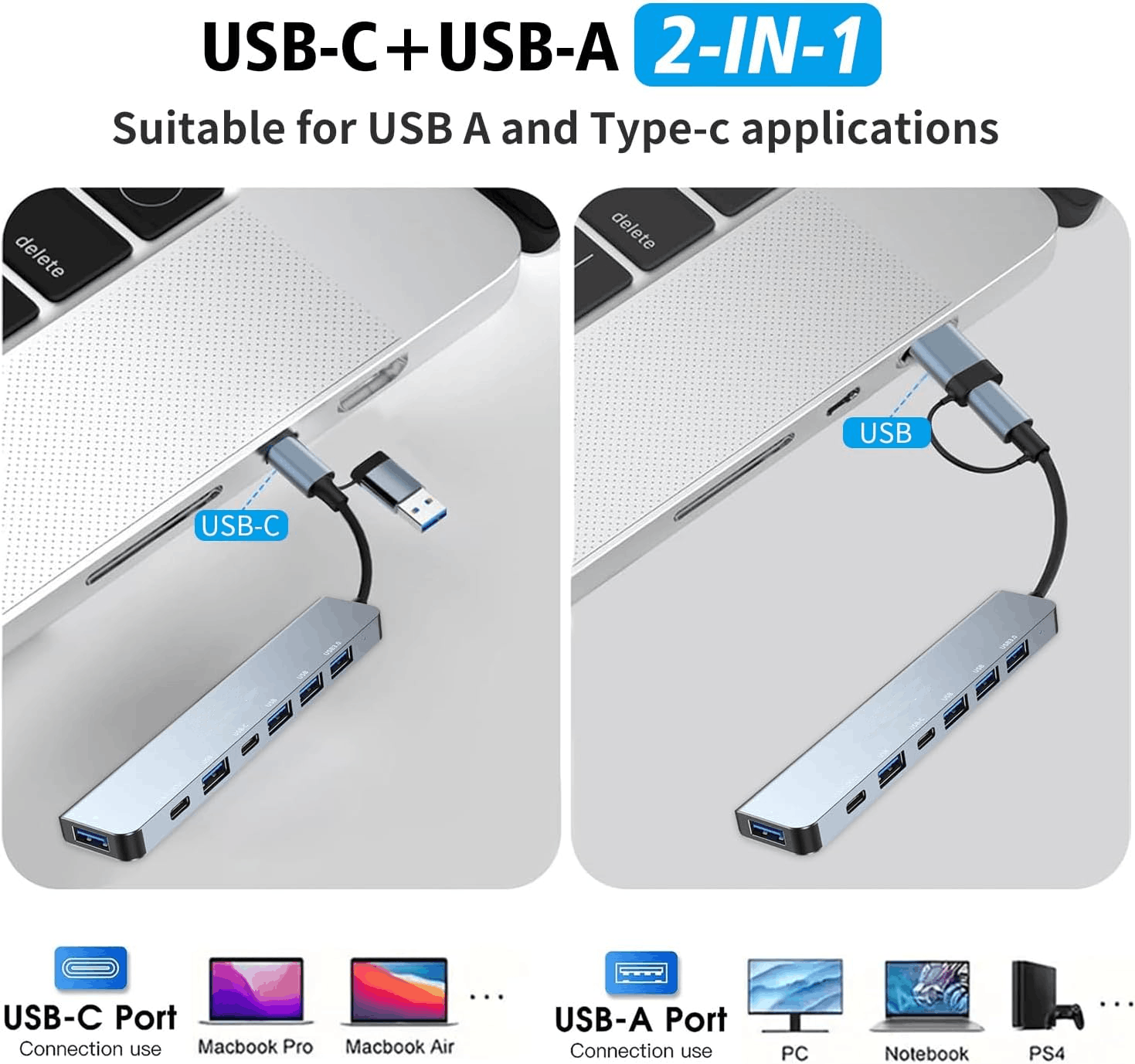 SPEED-X SP-TC701 7 Port USB 3.0 and Type-C Aluminum Alloy Portable Hub