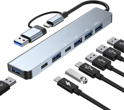 SPEED-X SP-TC701 7 Port 2 in 1 USB 3.0 & Type-C Aluminum Alloy Portable Hub