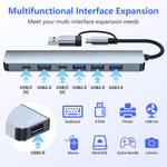 SPEED-X SP-TC701 7 port USB hub with USB-A and Type-C ports in aluminum alloy body