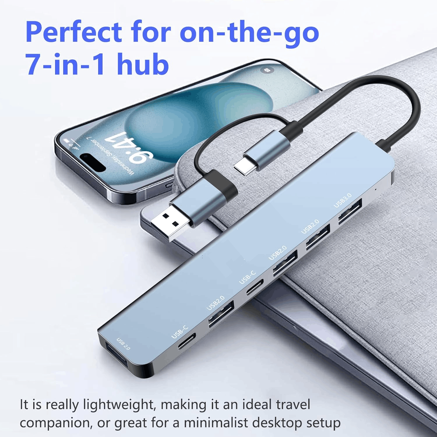 SPEED-X SP-TC701 7 Port USB 3.0 and Type-C Aluminum Alloy Portable Hub