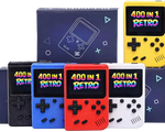 SUP Game Box 400 in 1 handheld retro gaming console with 3-inch color screen in red and black colors