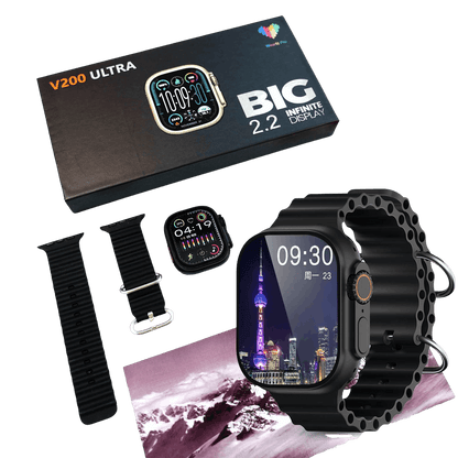 V200 Ultra 2.2 Smart Watch Orange IP68 Waterproof Bluetooth Calling Fitness Tracker with WearFit Pro App