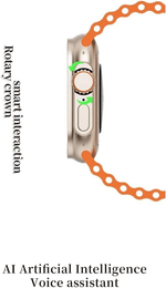V200 Ultra 2.2 Smart Watch Orange IP68 Waterproof Bluetooth Calling Fitness Tracker with WearFit Pro App