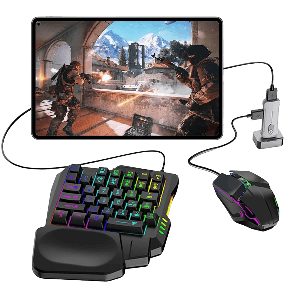 Wireless Bluetooth gaming keyboard and mouse combo 5-in-1 for mobile FPS gaming PUBG support Android and iOS devices