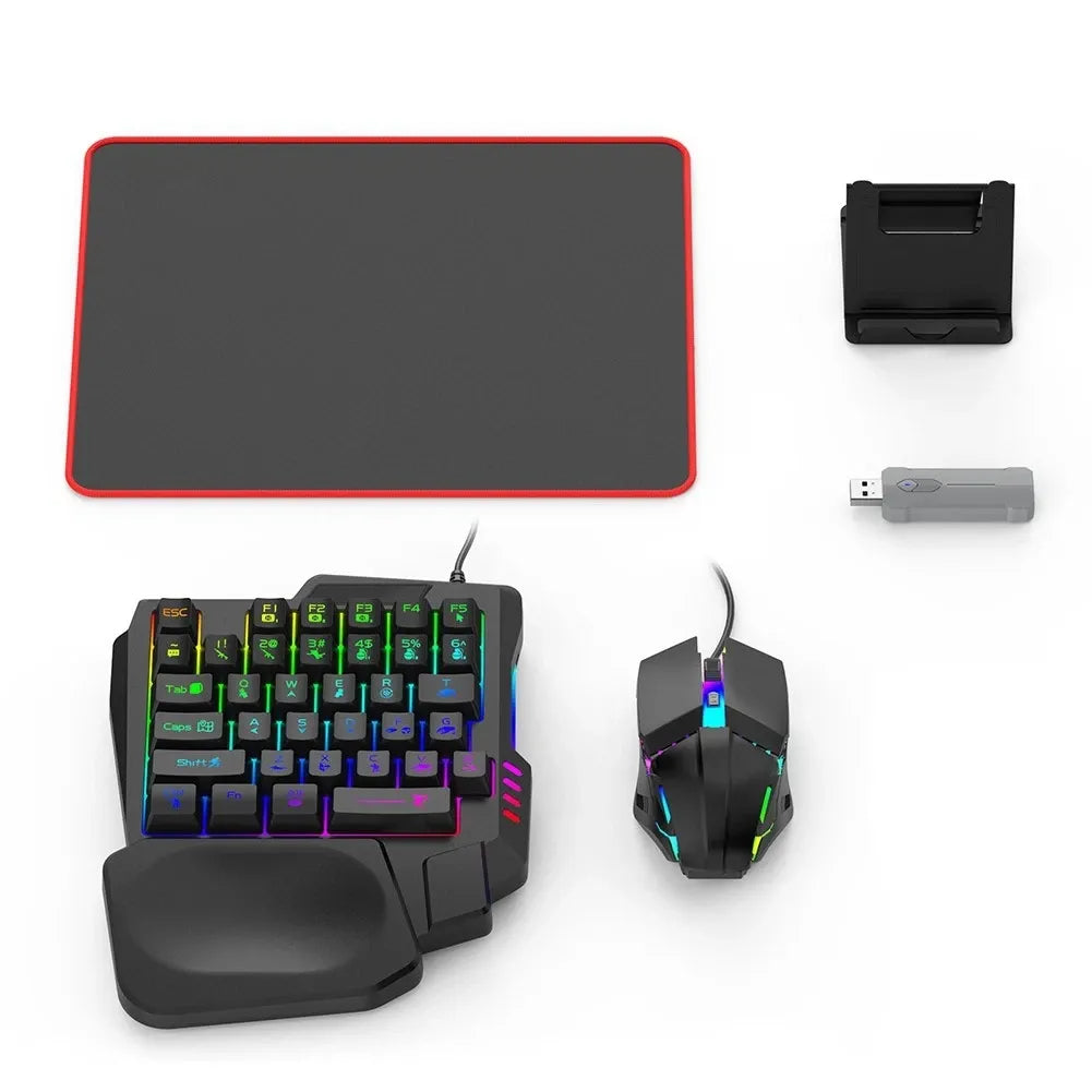 Wireless Bluetooth gaming keyboard and mouse combo 5-in-1 for mobile FPS gaming PUBG support Android and iOS devices